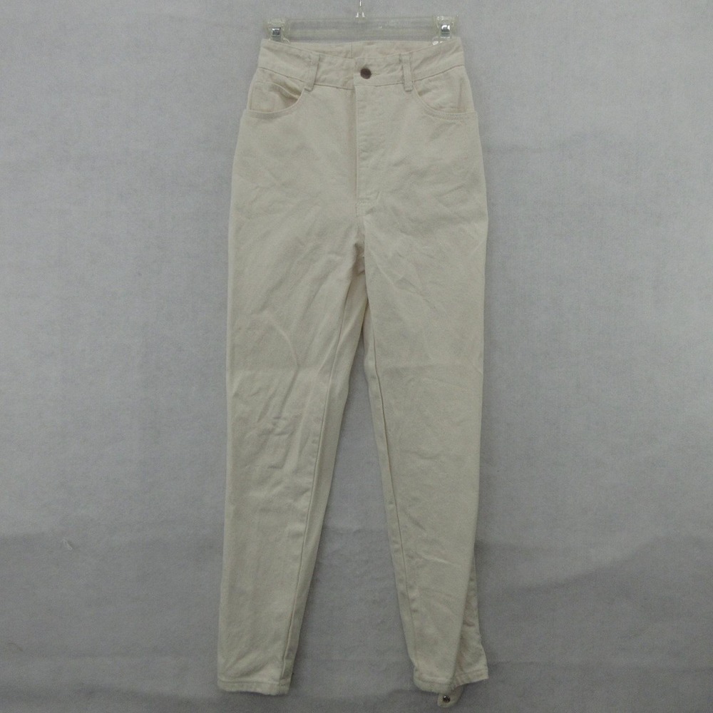 Vintage Bongo Jeans Juniors 5 White High Rise Tapered 100% Cotton Made USA 90s